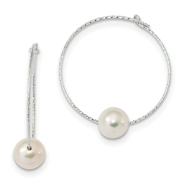 Charming 100% Natural Round 9 mm Creamy White Pearl 925 Sterling Silver Earrings Charming 100% Natural Round 9 mm Creamy White Pearl 925 Sterling Silver Earrings
